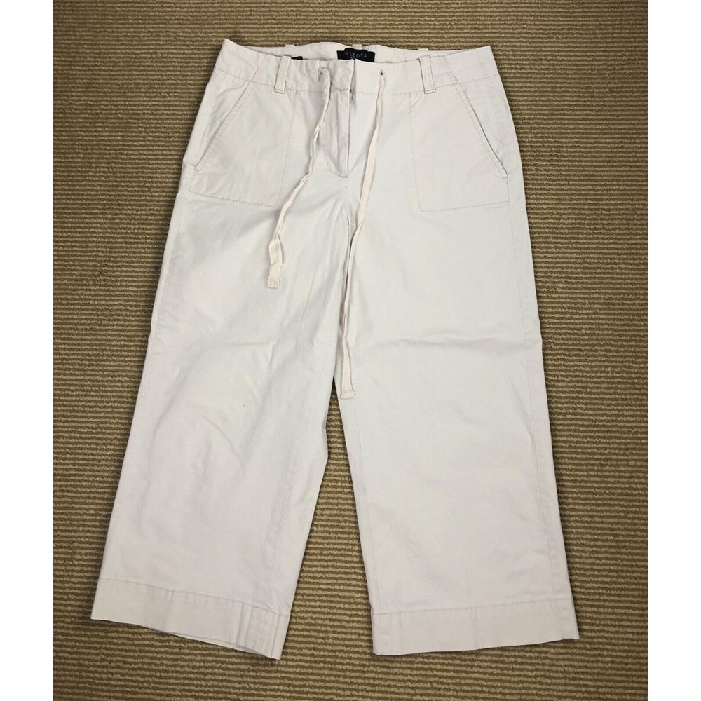 Talbots‎ Heritage Cropped Capri Pants Drawstring Khaki Bone Petite 4P Straight